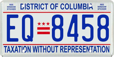 DC license plate EQ8458