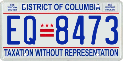 DC license plate EQ8473
