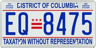 DC license plate EQ8475