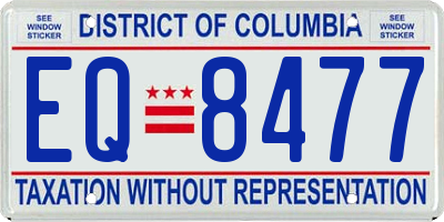 DC license plate EQ8477