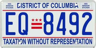 DC license plate EQ8492