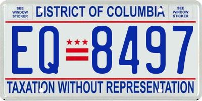 DC license plate EQ8497