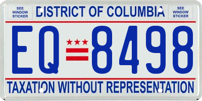 DC license plate EQ8498