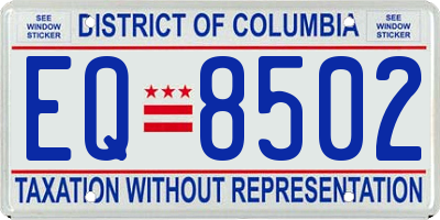 DC license plate EQ8502