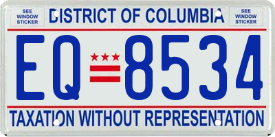 DC license plate EQ8534