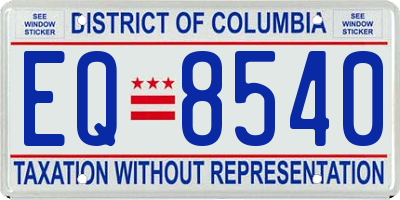 DC license plate EQ8540