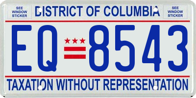 DC license plate EQ8543