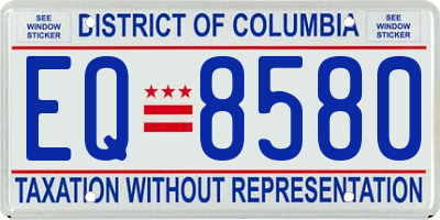 DC license plate EQ8580