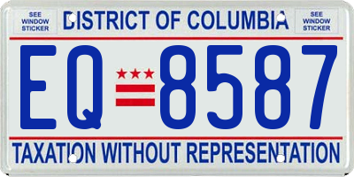 DC license plate EQ8587