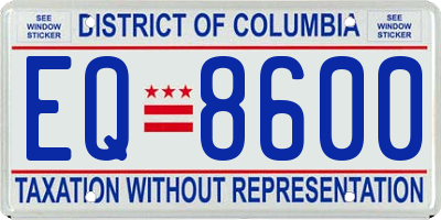 DC license plate EQ8600