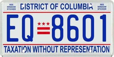 DC license plate EQ8601