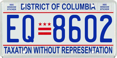 DC license plate EQ8602