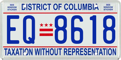 DC license plate EQ8618