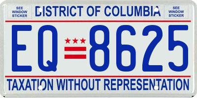 DC license plate EQ8625