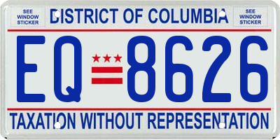 DC license plate EQ8626