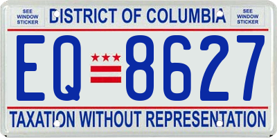 DC license plate EQ8627