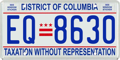 DC license plate EQ8630