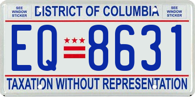 DC license plate EQ8631