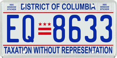 DC license plate EQ8633