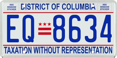 DC license plate EQ8634
