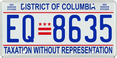 DC license plate EQ8635