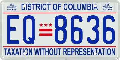 DC license plate EQ8636