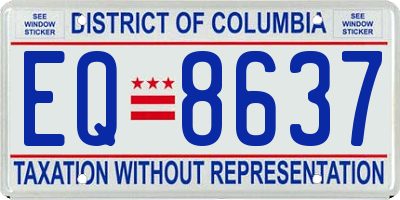 DC license plate EQ8637