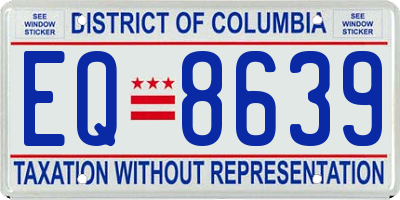 DC license plate EQ8639
