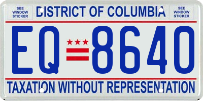 DC license plate EQ8640