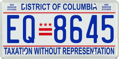 DC license plate EQ8645