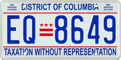 DC license plate EQ8649