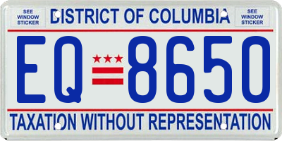 DC license plate EQ8650