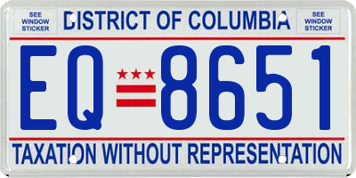DC license plate EQ8651