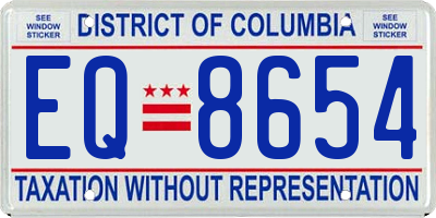 DC license plate EQ8654