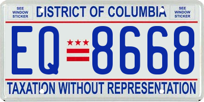 DC license plate EQ8668