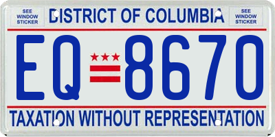 DC license plate EQ8670