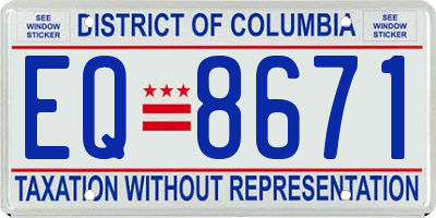 DC license plate EQ8671