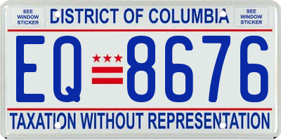 DC license plate EQ8676