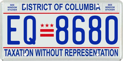 DC license plate EQ8680