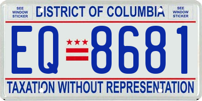 DC license plate EQ8681