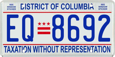 DC license plate EQ8692