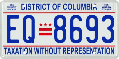 DC license plate EQ8693