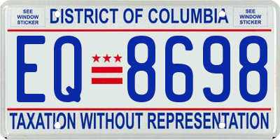 DC license plate EQ8698