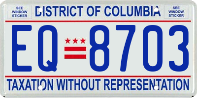 DC license plate EQ8703
