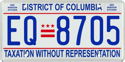 DC license plate EQ8705