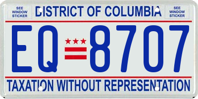 DC license plate EQ8707