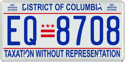 DC license plate EQ8708