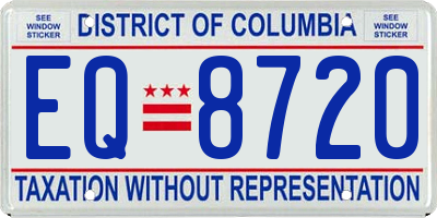 DC license plate EQ8720