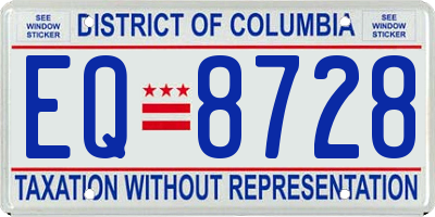 DC license plate EQ8728