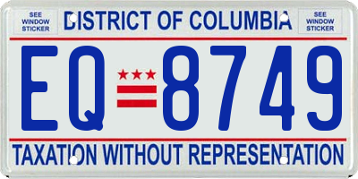 DC license plate EQ8749